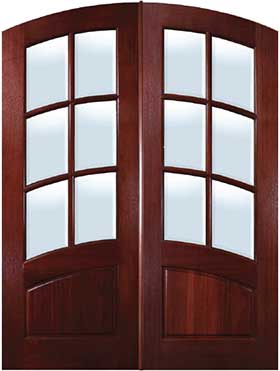 6-Lite Arch Top/Arch Rail Mahogany Double Entry Door