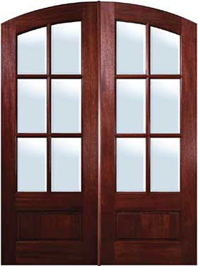 Mahogany Exterior 6-Lite Arch-Top Double Door