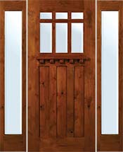 GC-CMCBVIG1 Craftsman 6-Lite Entry Door in Knotty Alder with Sidelites and Dentil Shelf