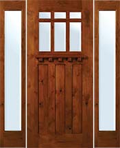GC-CMCBVIG1 Craftsman 6-Lite Entry Door in Knotty Alder with Sidelites and Dentil Shelf