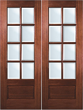 Mahogany 8-Lite exterior double door