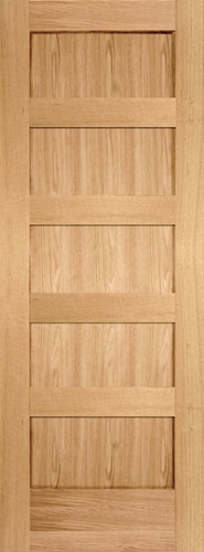 Red Oak Horizontal 5-Panel Wood Interior Doors