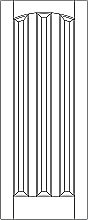 RP-3012 line drawing vertical 3-panel door with eased arch top panels and raised panels