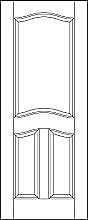 RP-3270 3-panel door with eyebrow lockrail and eyebrow top panel with raised panels