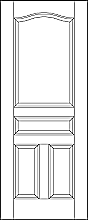 RP-4020 line drawing raised panel 4-panel door with eyebrow top panels 