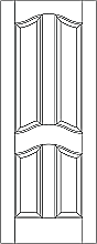 RP-4130 Traditional 4-panel door with eyebrow lockrail and raised panels