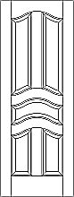 RP-5070  line drawing 5-panel door with eyebrow rails and raised panels