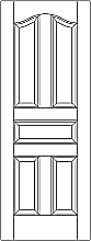 RP-5300 eased arch 5-panel wood door with raised panels