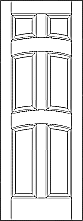 RP-6061 Traditional 6-panel door with arched lockrail and arched mid-rail