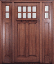 #MIAHTC500 Mahogany Exterior Door with Sidelites and Dentil Shelf