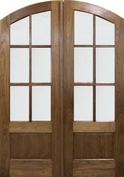 mating arch 6-light walnut doors