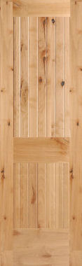 Knotty Alder V-Groove 2-Panel Wood Interior Door