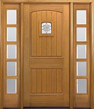 MIAWP400P Craftsman Style Mahogany Exterior Door with Planking and Speakeasy
