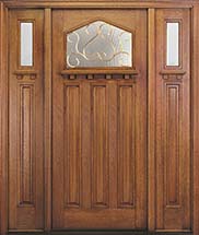 MIAWP701G Craftsman Style Exterior Door with Optional Matching Sidelites and Dentil Shelf