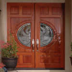 RV 4414 Fir Exterior Door with Willow Glass and Patina Caming