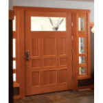 4619 Rogue Valley 48 inch Entry Door with 4719 Sidelights Douglas Fir Entry Door with Seedy Baroque Glass