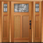RV-4962 Doug Fir Exterior Door with 4962 Sidelite and Poppies Glass