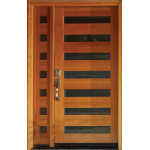 RV-Series Style 9077-G Exterior Fir Door with Sidelight