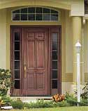 Raised 6-Panel Mahogany Exterior Door with Sidelites and Transom